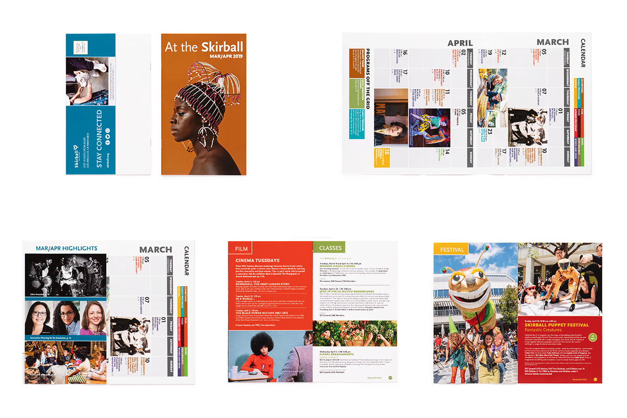 an image of a saddle stitch direct mail booklet showing a calendar and museum exhibits