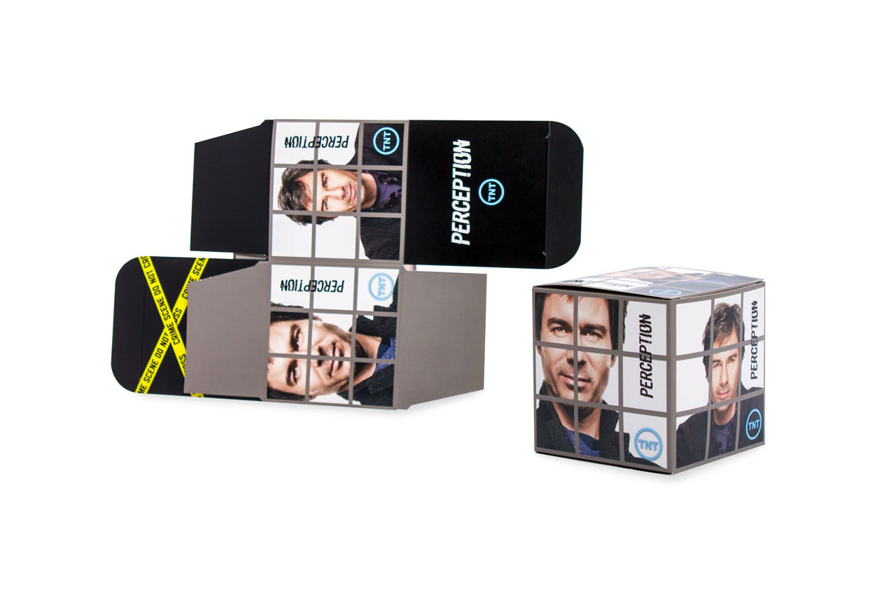 an image showing a printed and die-cut cube promoting a television show